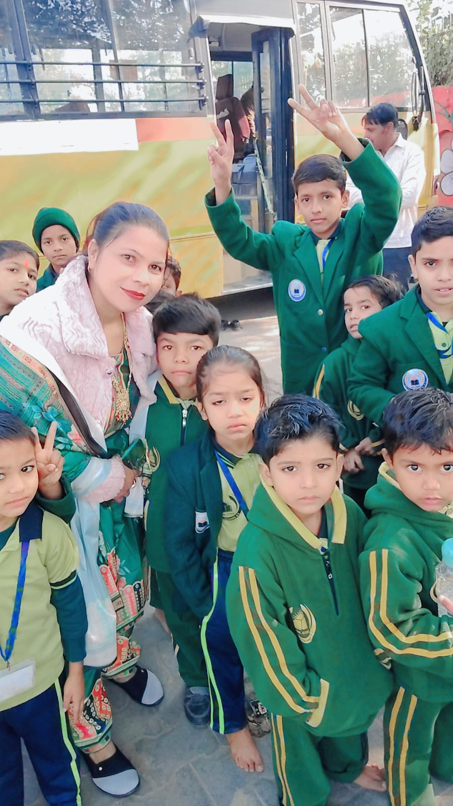 Teacher and student with a vehicle